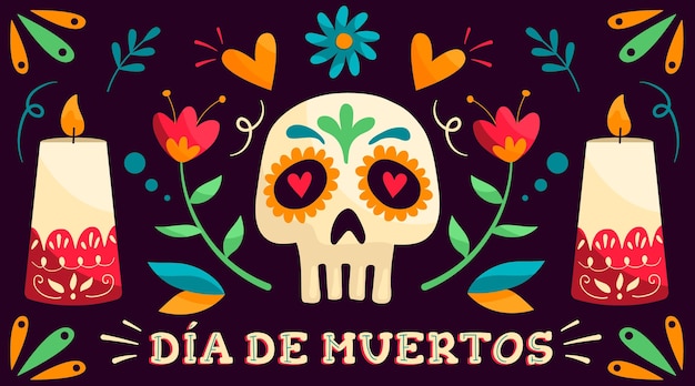 Fondo de dia de muertos en diseño plano