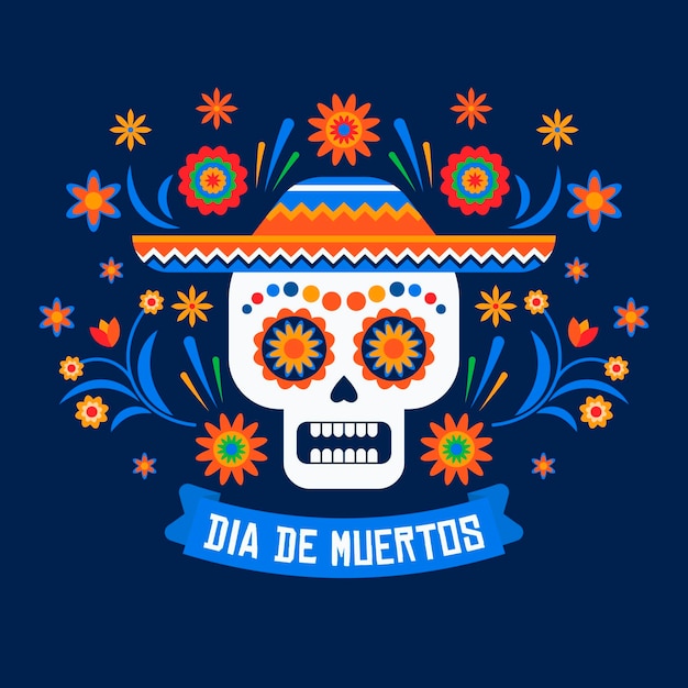 Fondo de dia de muertos en diseño plano