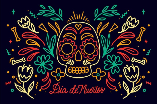 Vector gratuito fondo de dia de muertos en diseño plano