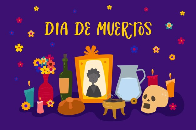 Fondo de dia de muertos en diseño plano