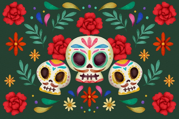 Fondo de día de muertos estilo acuarela