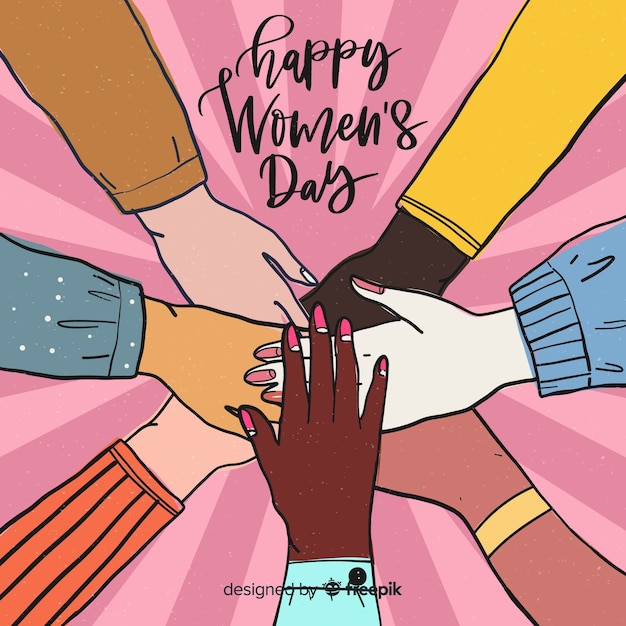 Vector gratuito fondo día de la mujer manos juntas