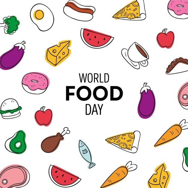 Fondo del día mundial de la alimentación dibujado a mano