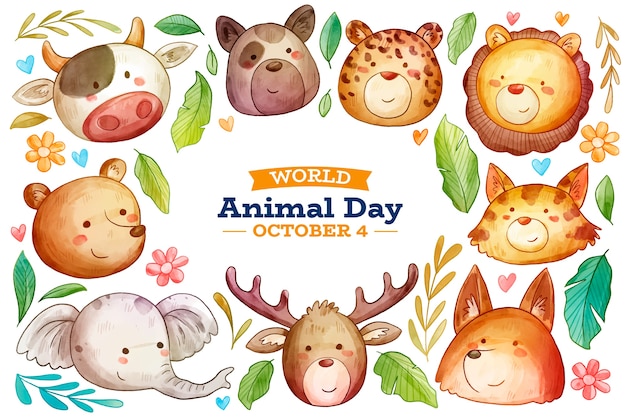 Fondo del día mundial de los animales en acuarela