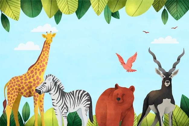 Fondo del día mundial de los animales en acuarela