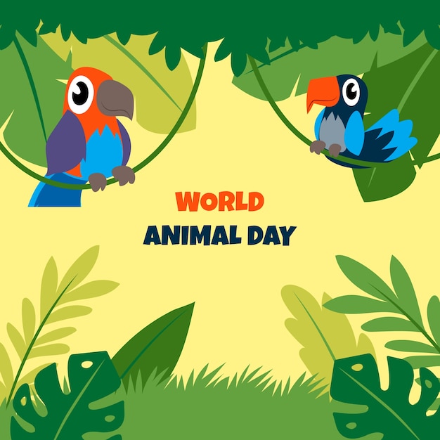 Vector gratuito fondo del día mundial de los animales dibujado a mano