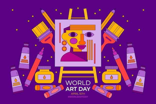 Vector gratuito fondo del día mundial del arte dibujado a mano