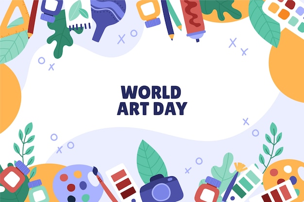 Vector gratuito fondo del día mundial del arte dibujado a mano