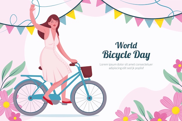 Vector gratuito fondo del día mundial de la bicicleta dibujado a mano