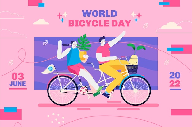 Fondo del día mundial de la bicicleta dibujado a mano