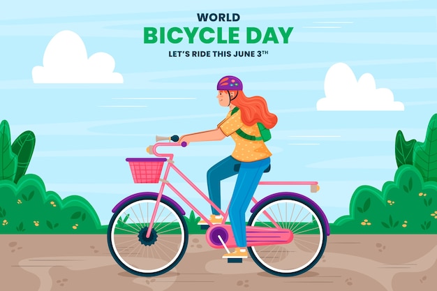 Vector gratuito fondo del día mundial de la bicicleta dibujado a mano