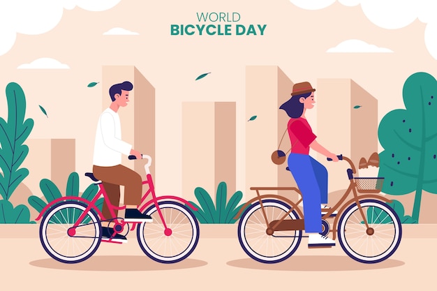 Fondo del día mundial de la bicicleta dibujado a mano