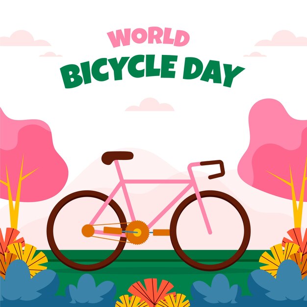 Fondo del día mundial de la bicicleta dibujado a mano