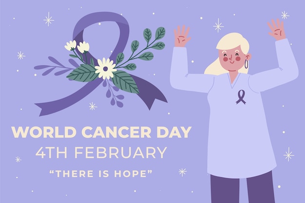 Vector gratuito fondo del día mundial del cáncer dibujado a mano