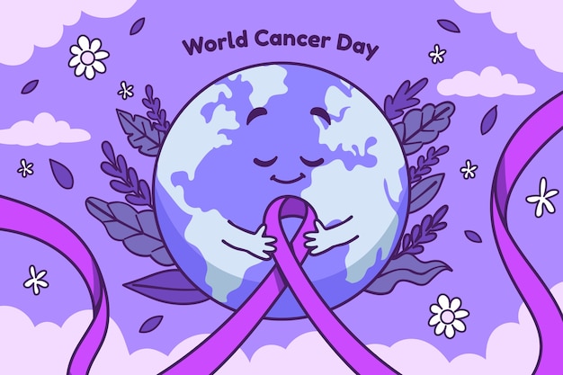 Vector gratuito fondo del día mundial del cáncer dibujado a mano