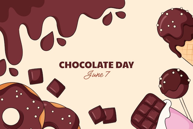 Vector gratuito fondo del día mundial del chocolate dibujado a mano con dulces de chocolate