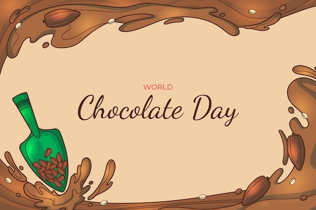 Fondo del día mundial del chocolate dibujado a mano