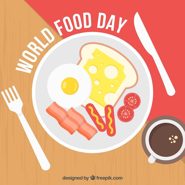 Vector gratuito fondo del día mundial de la comida con diseño de desayuno