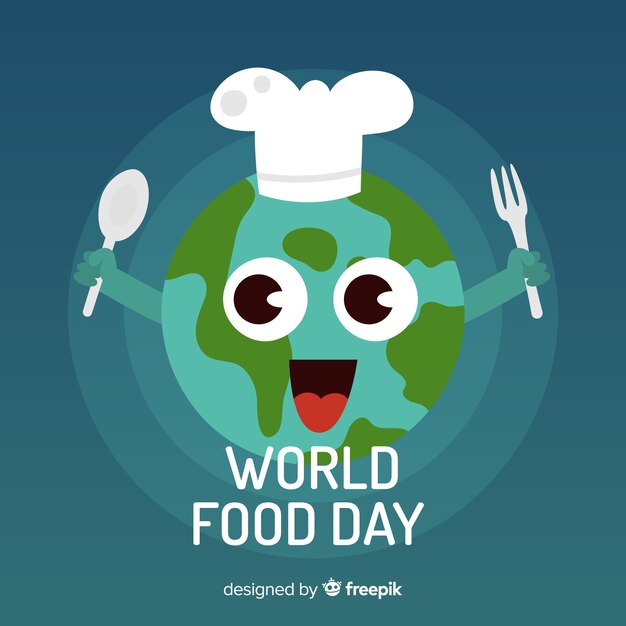 Fondo del día mundial de la comida con tierra feliz