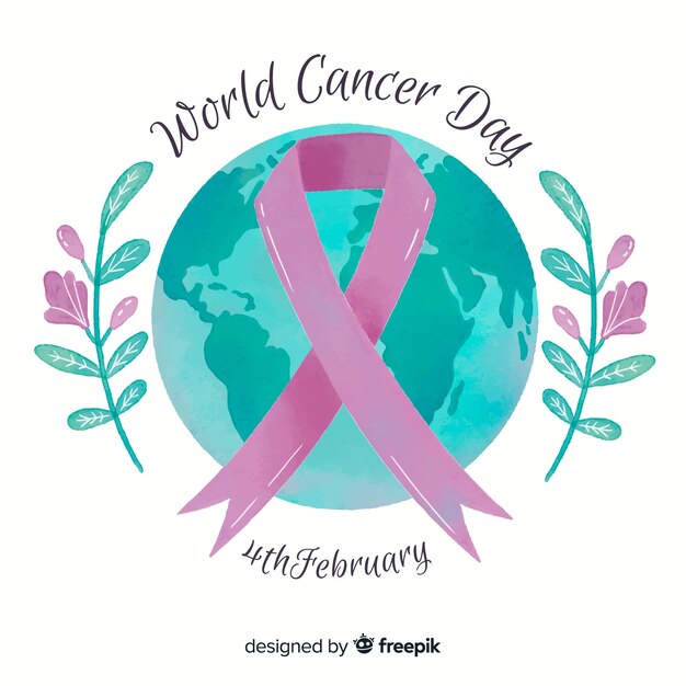 Fondo del día mundial contra el cáncer en acuarela