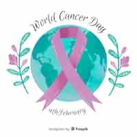 Vector gratuito fondo del día mundial contra el cáncer en acuarela