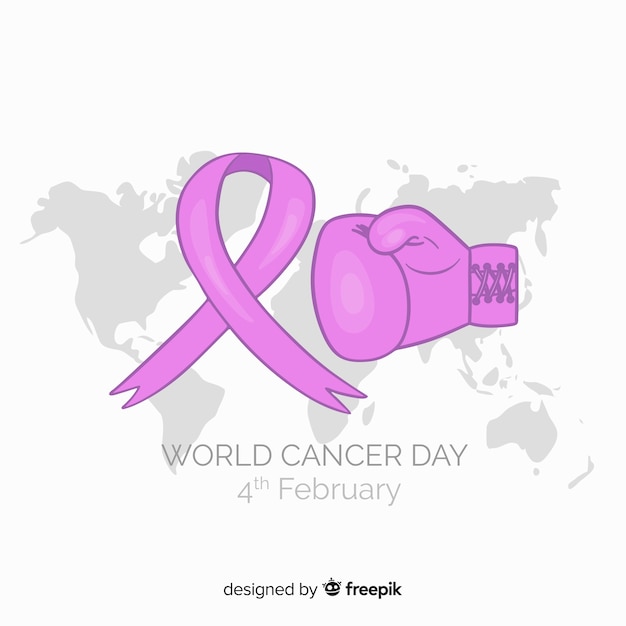 Fondo del día mundial contra el cáncer dibujado a mano