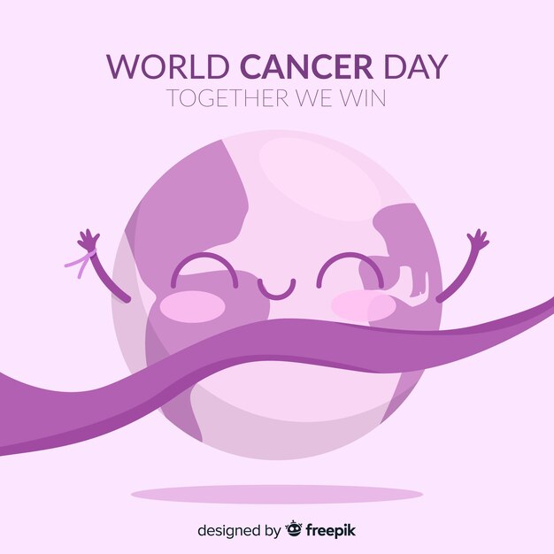 Vector gratuito fondo del día mundial contra el cáncer en diseño plano