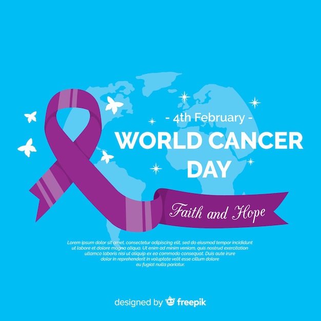 Vector gratuito fondo del día mundial contra el cáncer en diseño plano