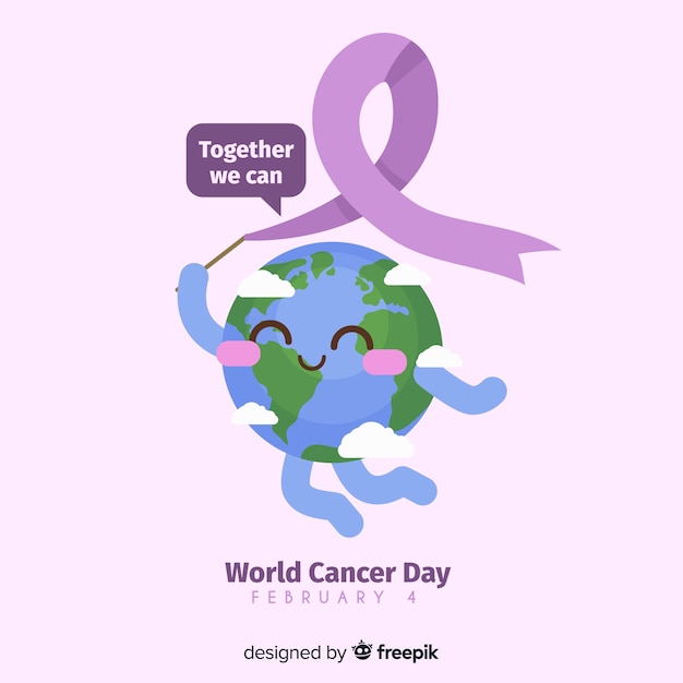 Vector gratuito fondo del día mundial contra el cáncer en diseño plano