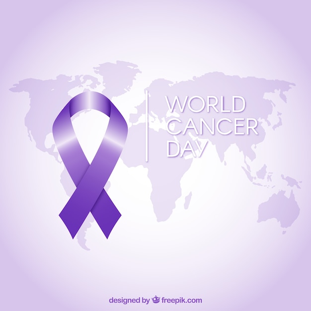 Fondo para el día mundial contra el cáncer sobre mapa