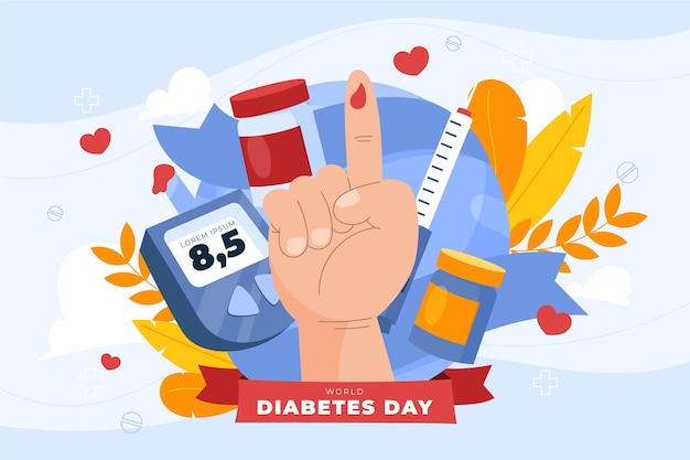 Vector gratuito fondo del día mundial de la diabetes dibujado a mano