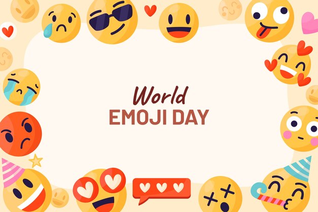 Fondo del día mundial del emoji dibujado a mano
