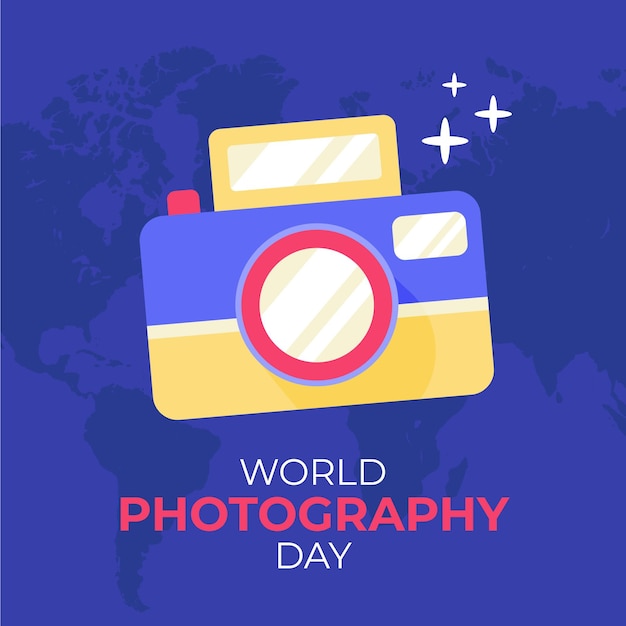Fondo del día mundial de la fotografía dibujado a mano