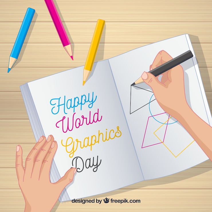 Vector gratuito fondo de día mundial de los gráficos con cuaderno