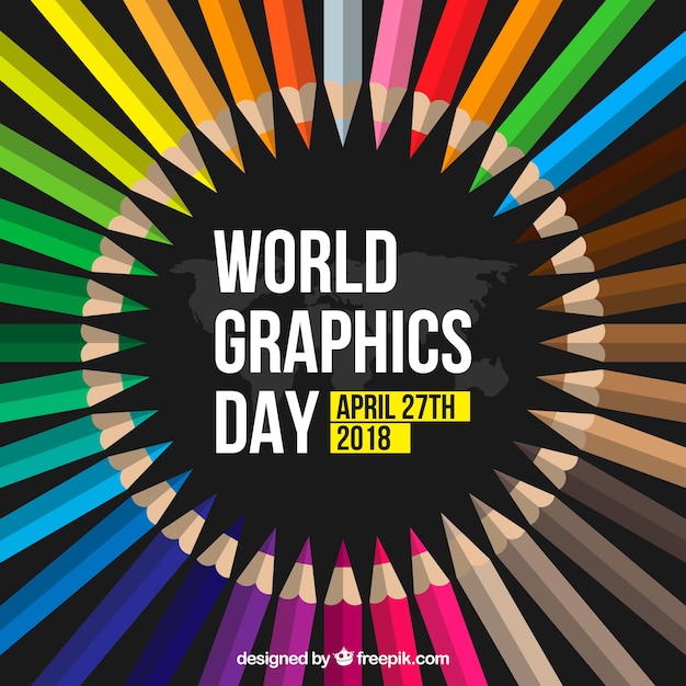 Vector gratuito fondo de día mundial de los gráficos con lápices de colores