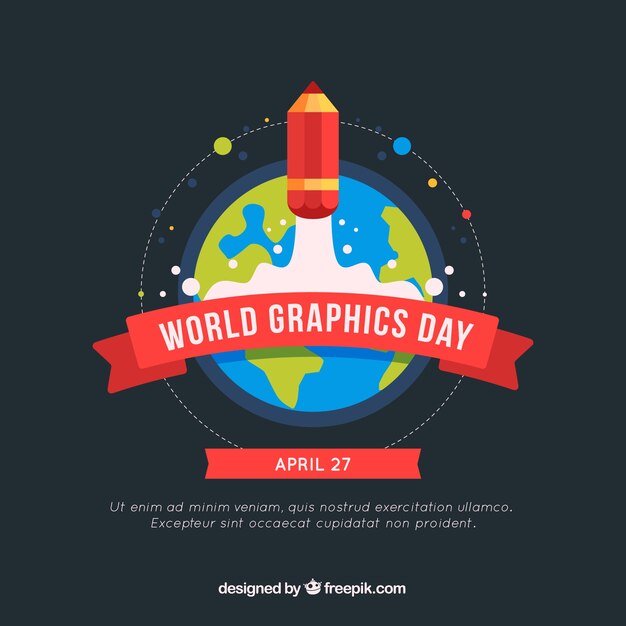Fondo de día mundial de los gráficos con mundo y lápiz