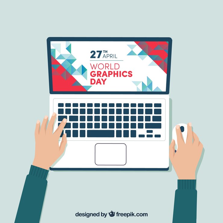 Vector gratuito fondo de día mundial de los gráficos con ordenador portátil