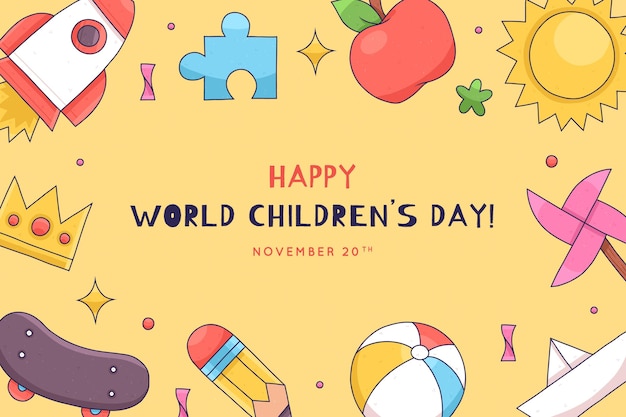 Vector gratuito fondo del día mundial del niño dibujado a mano