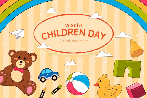 Vector gratuito fondo del día mundial del niño dibujado a mano