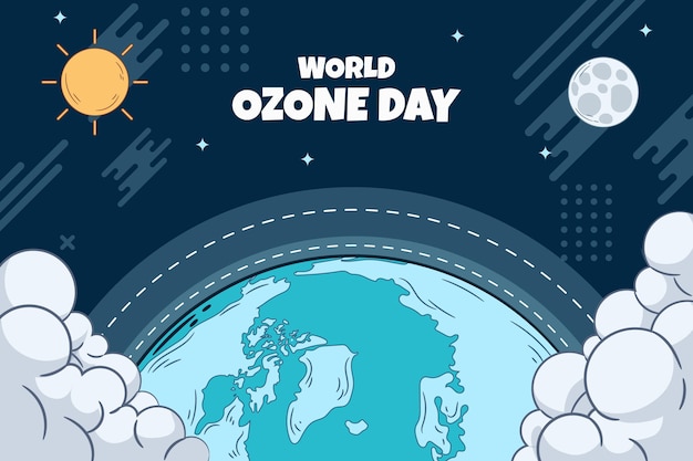 Vector gratuito fondo del día mundial del ozono dibujado a mano