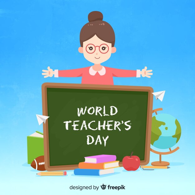 Fondo del día mundial del profesor en diseño plano