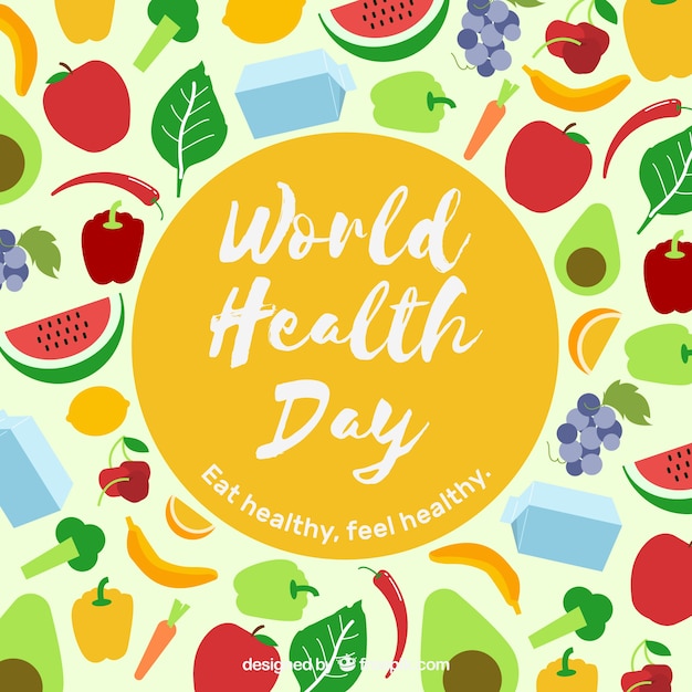 Fondo de día mundial de la salud con comida saludable