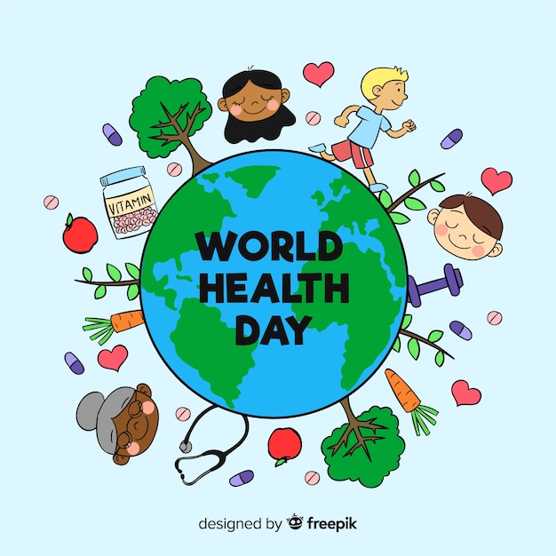 Vector gratuito fondo del día mundial de la salud dibujado a mano