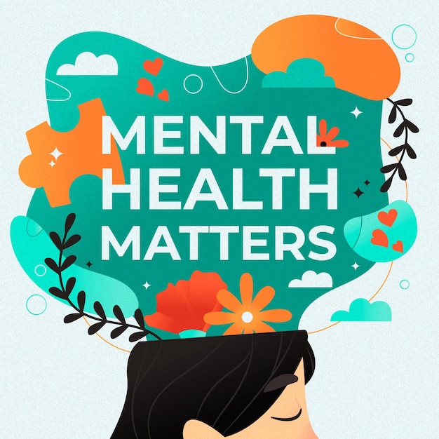 Vector gratuito fondo del día mundial de la salud mental en diseño plano