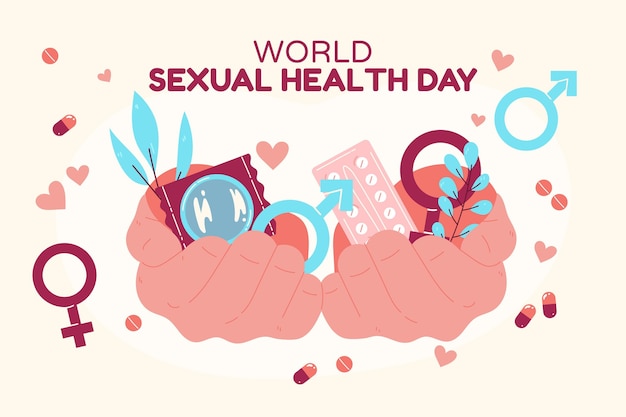 Fondo del día mundial de la salud sexual dibujado a mano