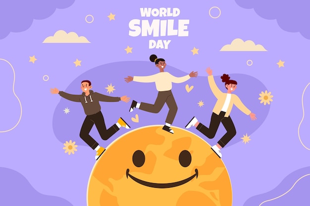 Vector gratuito fondo del día mundial de la sonrisa dibujada a mano