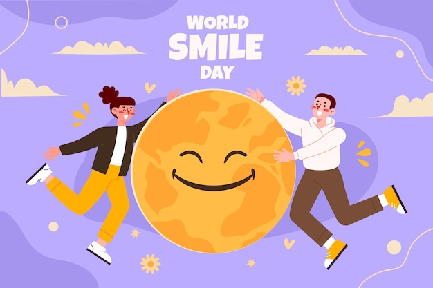 Fondo del día mundial de la sonrisa dibujada a mano