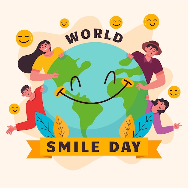 Fondo del día mundial de la sonrisa dibujada a mano