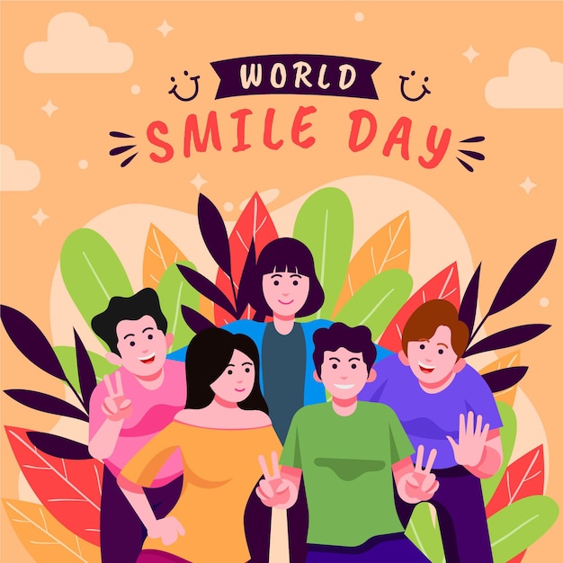 Vector gratuito fondo del día mundial de la sonrisa dibujada a mano