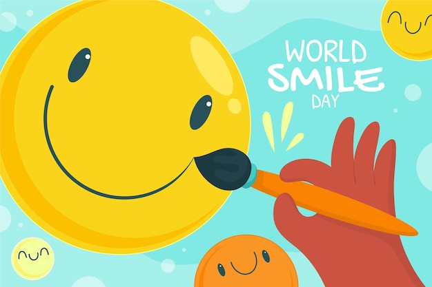Vector gratuito fondo del día mundial de la sonrisa dibujada a mano